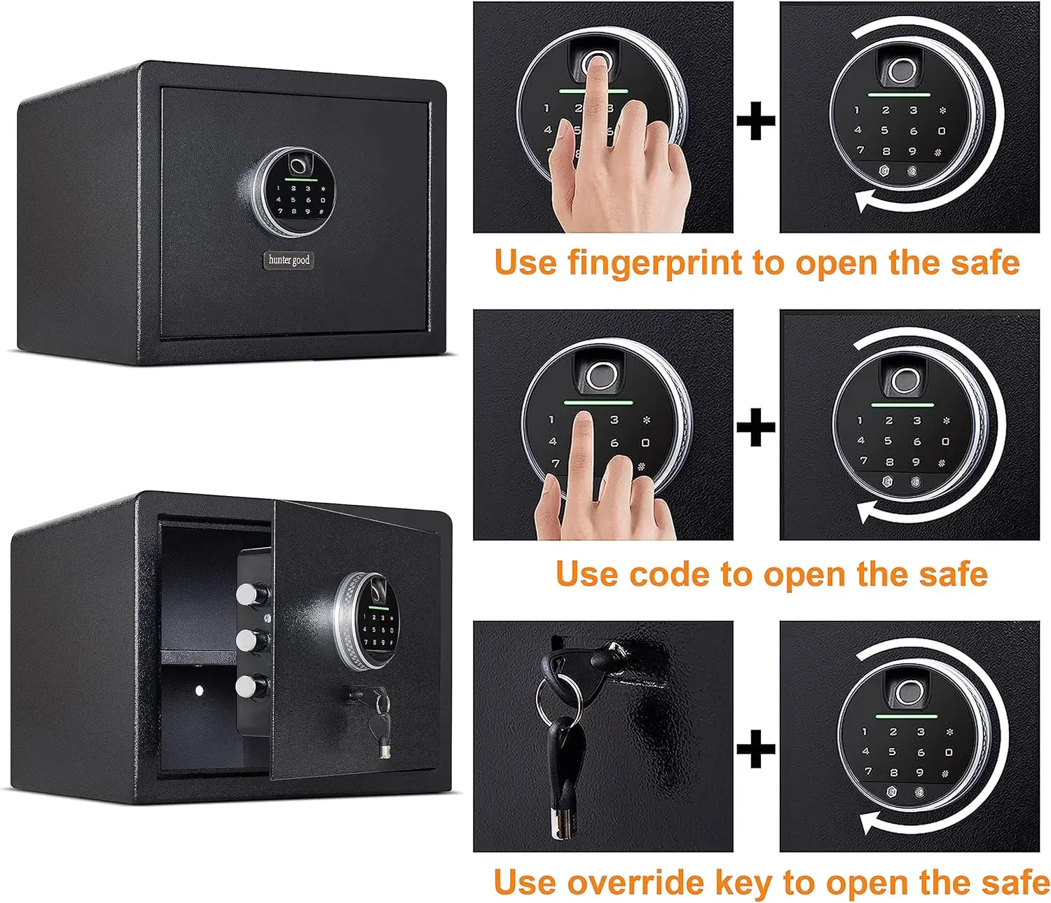 Biometric Digital Security Safe - Fingerprint Safe for Home Storage - Cash, Jewelry & Valuables - 1.2 Cubic Feet - Gun Use