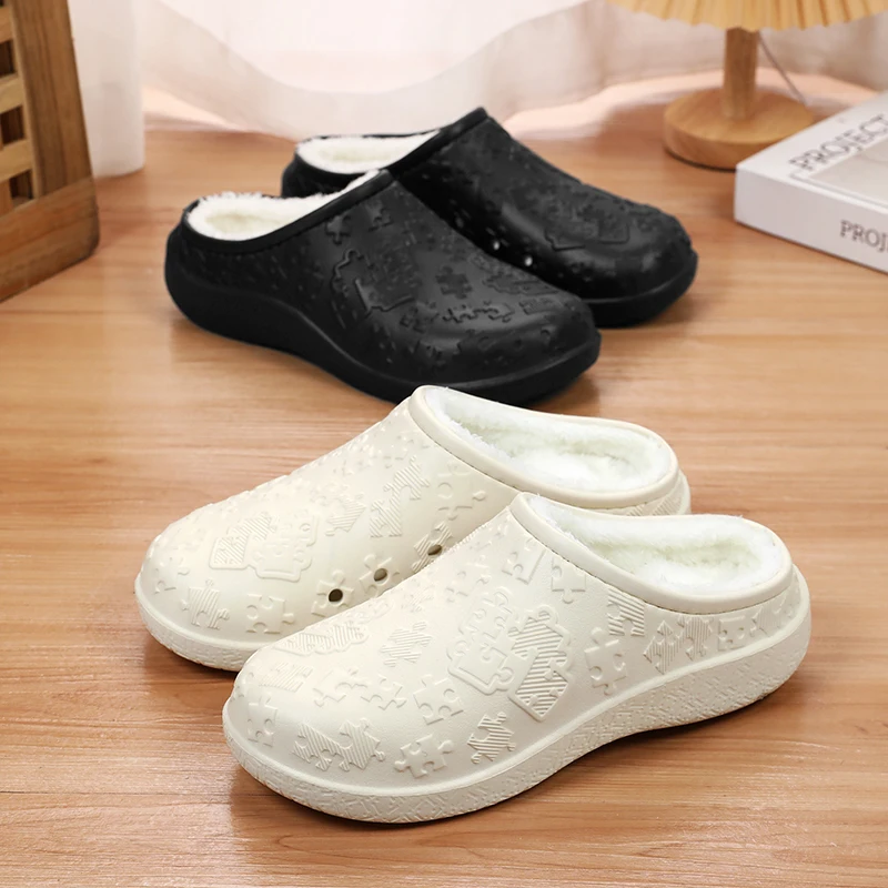 Zapatos de algodón para el hogar Unisex, pantuflas cálidas de felpa, toboganes de Casa antideslizantes para interiores para parejas, zapatos suaves de EVA para hombres y mujeres, invierno, nuevo