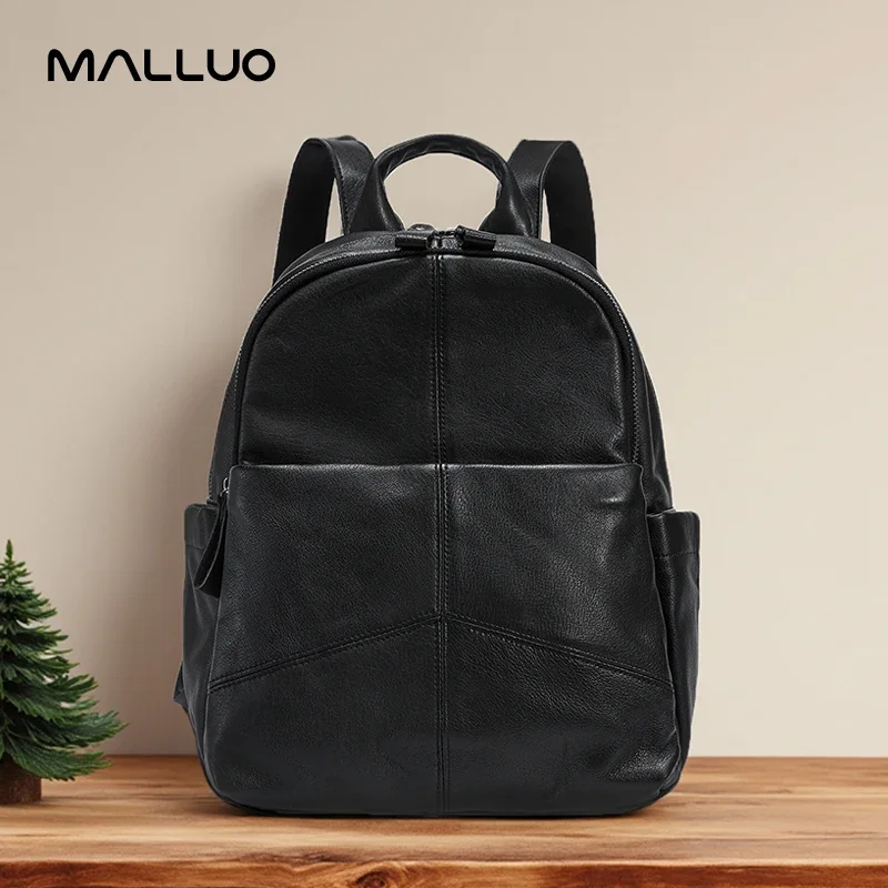 Bolso de piel de vaca auténtica para mujer, bolsos de cuero auténtico de vaca suave negro, mochilas de diseño de lujo a la moda para mujer, bolso para mujer