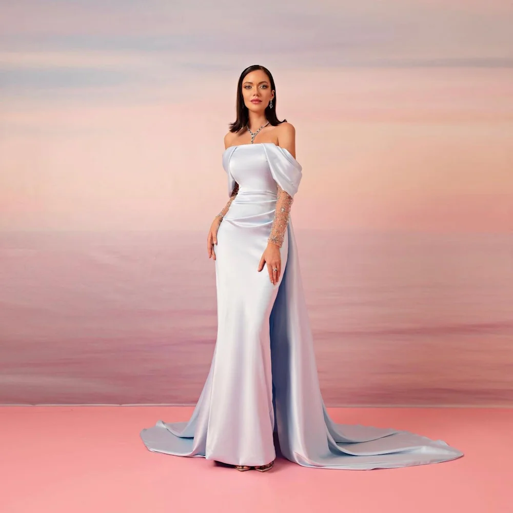 

Mignon Satin Mermaid Populer Off-the-shoulder Neckline Prom Gown Evening Floor-length Formal Elegant Party Dress for Women 2023
