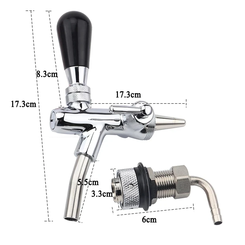 Beer Faucet & Adjustable Tap Beer Shank Chrome Tap Plating With Ball Lock Disconnect Liquid For HomeBrew Cornelius Keg Dispenser