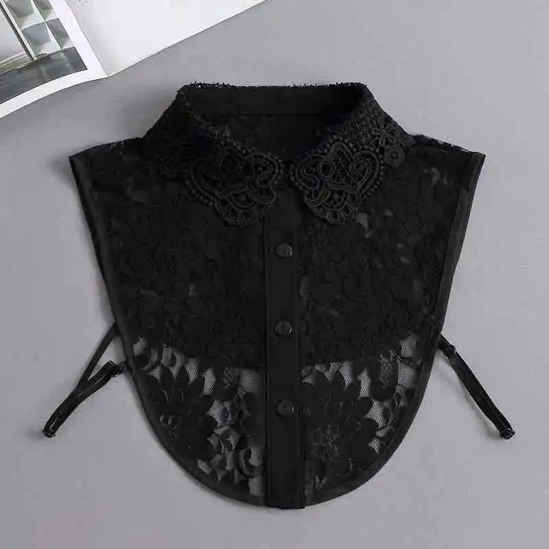 New Women Breathable Casual Shirt with Fake Lace Doll Collar