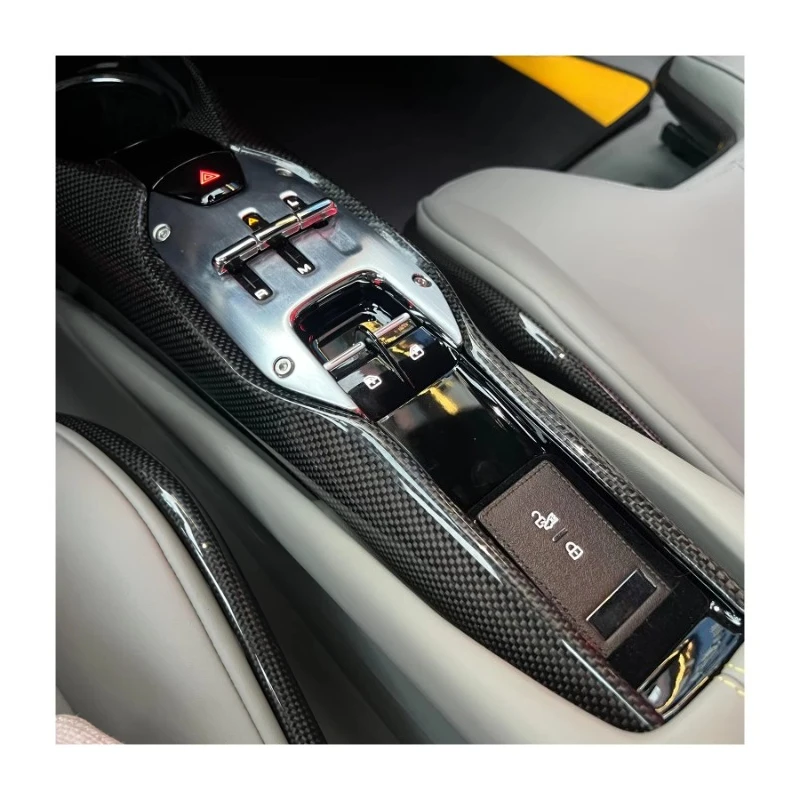 Peças Automotivas Estilo OEM 296, Acessórios Automotivos em Fibra de Carbono Seca, Painel de Controle Central de Câmbio para Interior de Carro 296