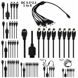 Male Female Connector Cable 12V DC 2.1 x 5.5 mm Jack Plug 1 to 2 3 4 5 6 8 DC Connector Splitter Way Power Adapter Wrie