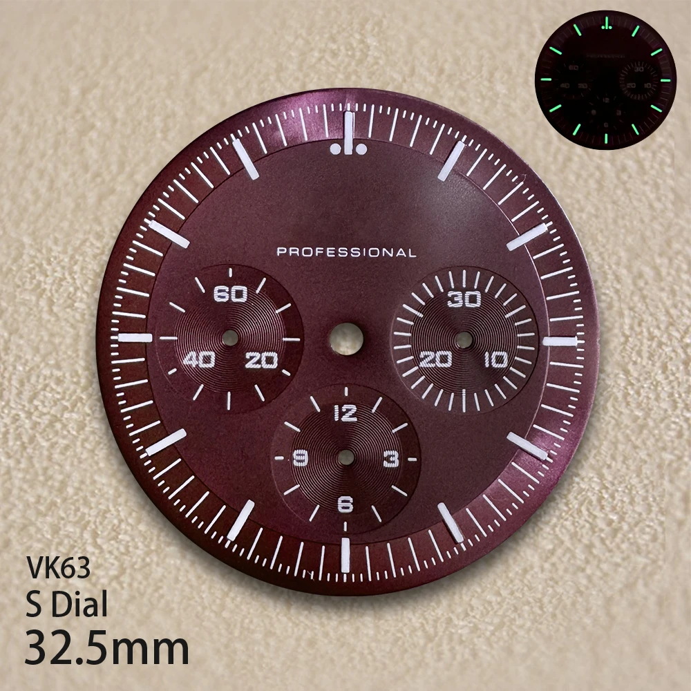 32.5mm Speeds S Dial Fit VK63 Movement Green/No Luminous High-Quality For Quartz Watch Modification Accessories view 5