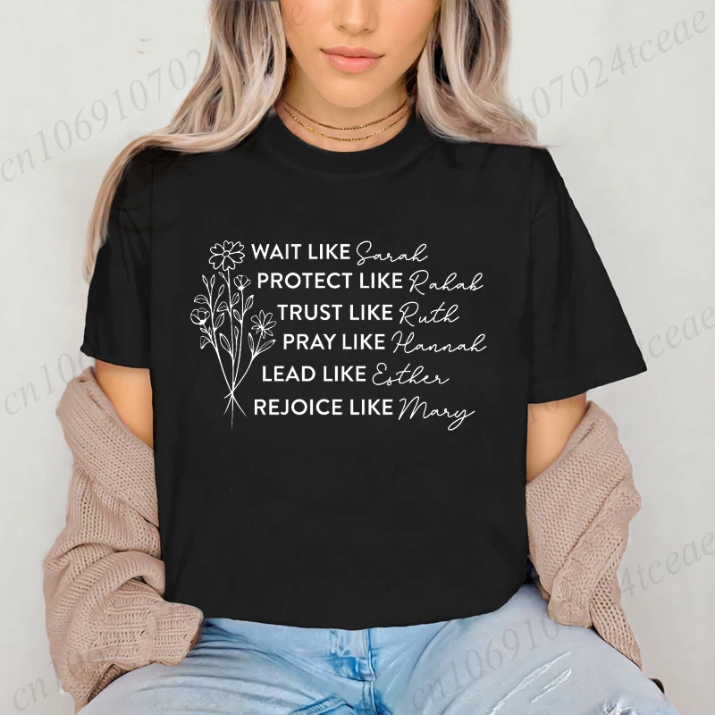 

Футболки «Женщины Библии», минималистичная одежда с христианским принтом, христианская женская футболка с цветочным принтом, одежда в стиле Харадзюку с графическим принтом, топ