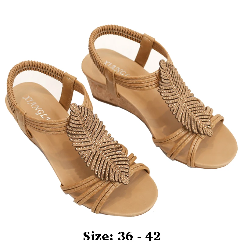 

High quality leather flat sandals for women 5cm wedge mid heel summer 2025 36 42 open toe casual beach shoe black beige brown