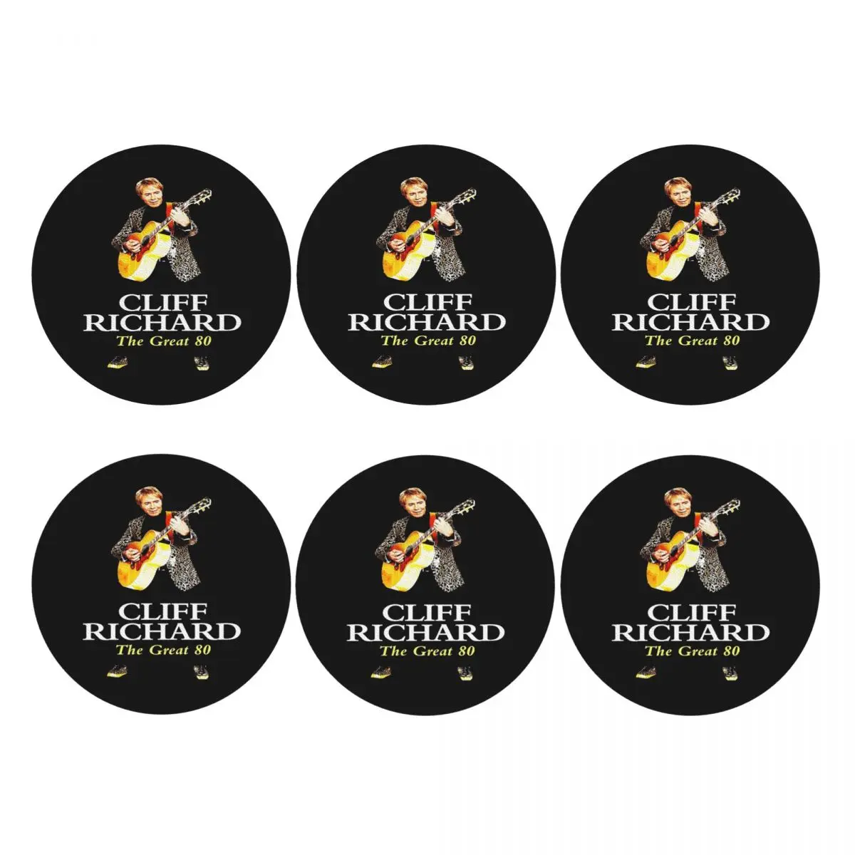 American Legend Singer Songwriter Actor Cliff Richard Coasters PVC Leather Placemats Coffee Mats for Decor Dining Pads Set of 6