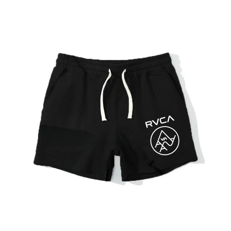 Men\'s summer rvca beach shorts fitness running trendy print drawstring shaping pants