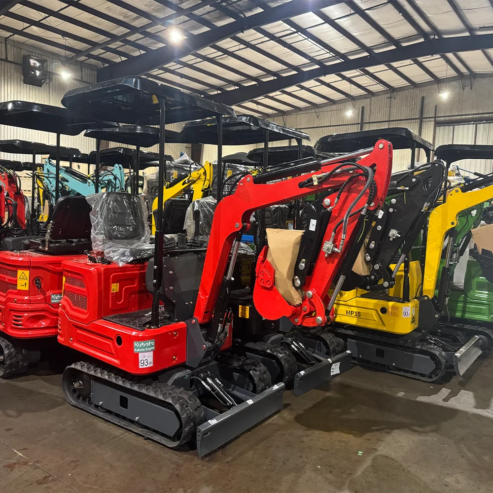 Nuovo piccolo escavatore rosso personalizzato, motore Kubota, 1 tonnellata, con attacco idraulico con morsetto a dito, disponibile negli Stati Uniti