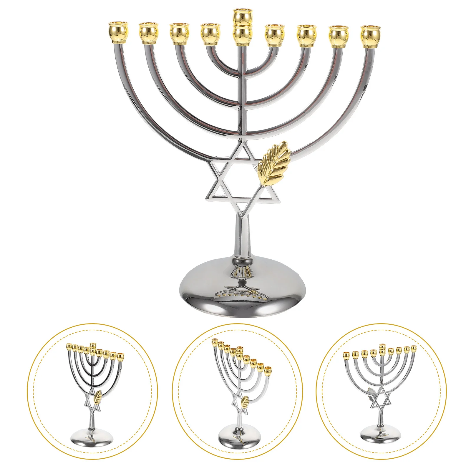 

9 Branch Candlestick Metal Holder For Hanukkah Jewish Festival Home Decor Desktop Decoration Party Ornament