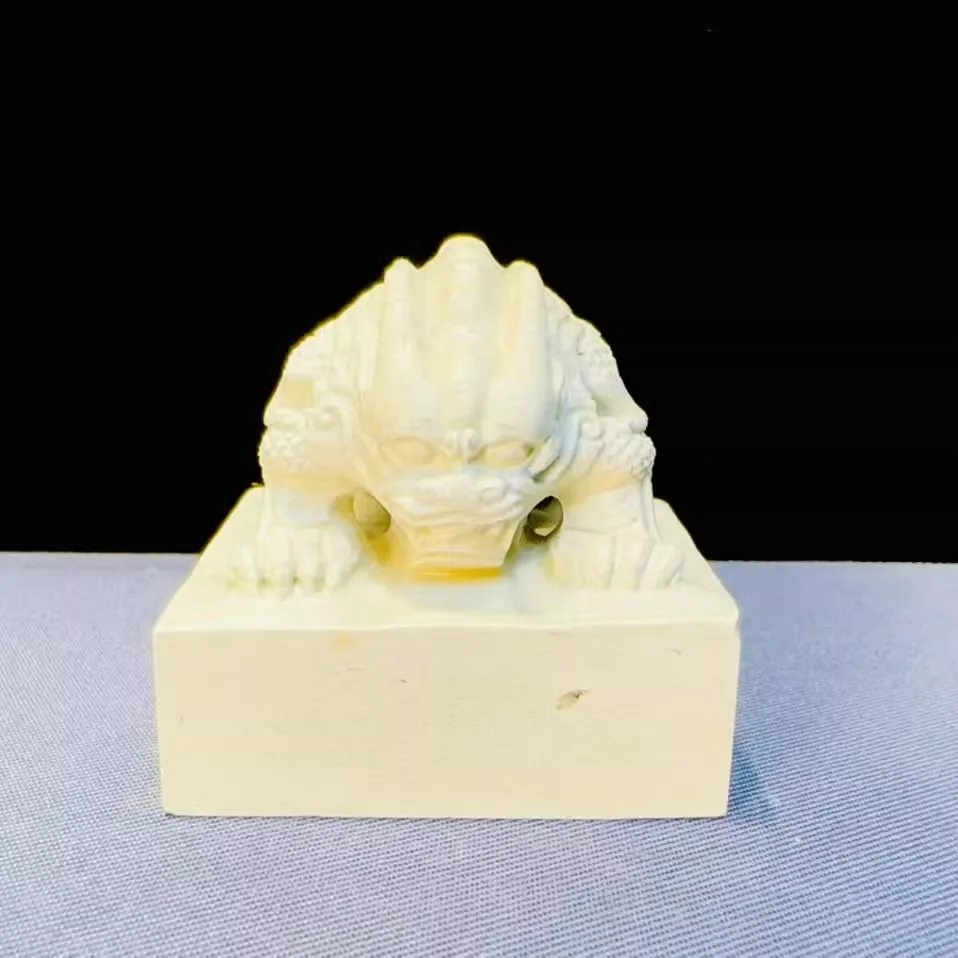 

4x4x4cm Square Seal with Antique Beast Knob (Turtle, Dragon, Lion), Large Square Blank Stone for Beginner Carving & Collection