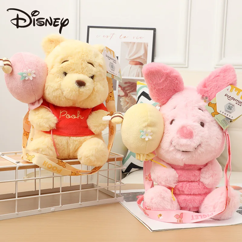 Disney-Ursinho Pooh e mochila de pelúcia Leitão para crianças, boneca de pelúcia fofa, mochila anime, mochila kawaii, presente de Natal e aniversário