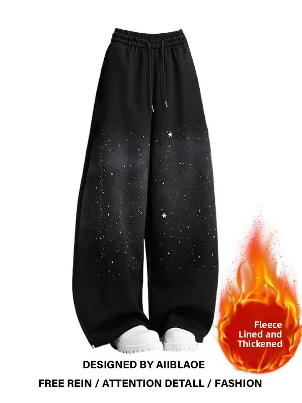 

plus Size Glitter Star Night adient Knife Loose Casual Pants Women Autumn Winter Faionable Slimming Versatile Trousers