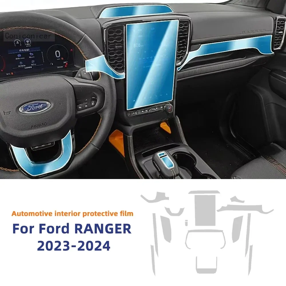 

Внутренняя панель коробки передач, навигационная автомобильная ТПУ, матовая прозрачная защитная пленка, наклейка против царапин для Ford Ranger 2023 2024, PPF
