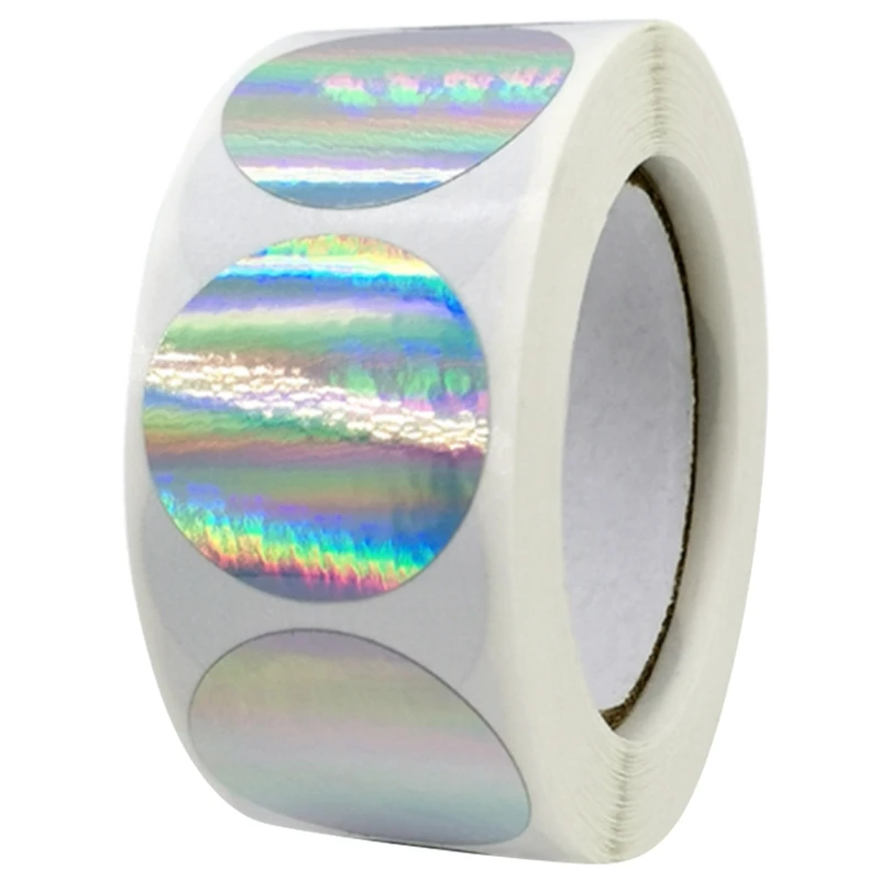 Holiday Sticker Glitter Silver Rainbow Festival Sticker,Scrapbook Party Gift  (500 Sheets Per Roll)