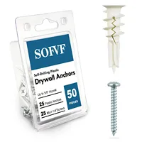 25sets Self Drilling Drywall Anchor with Tapping Screw for Plasterboard Gypsum Hollow Cavity Wall Expansion Plug Plastic Nylon