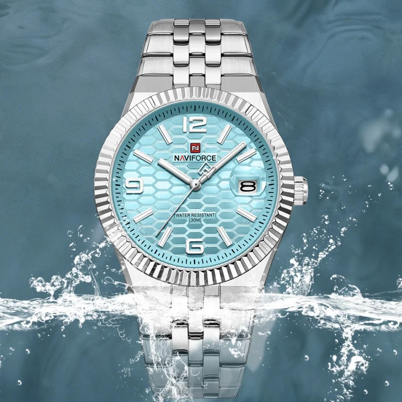NAVIFORCE Men's Watch Quartz Date Display Waterproof Luminous Stainless Steel Strap Male Trendy Luxury Wristwatches Reloj Hombre