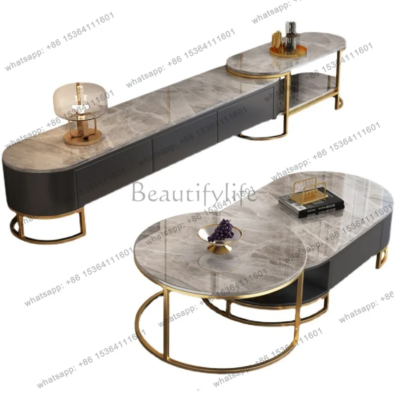 

Minimalist light luxury bright rock slab coffee table Modern simple living room coffee table