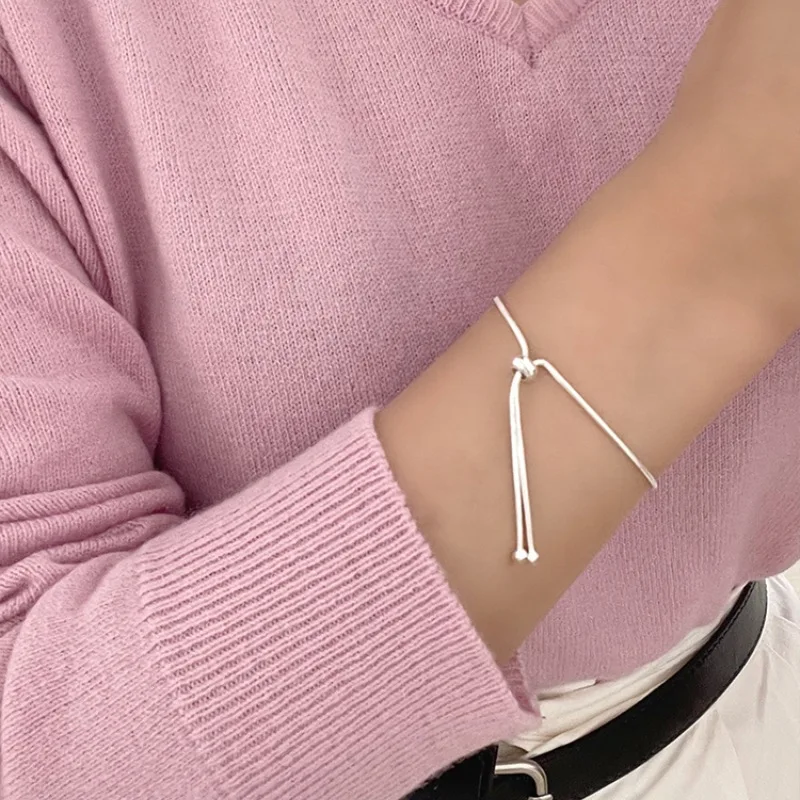 

Простой браслет-цепочка из змеиной кости, женский корейский вариант, милый универсальный браслет, двухместные ручные украшения