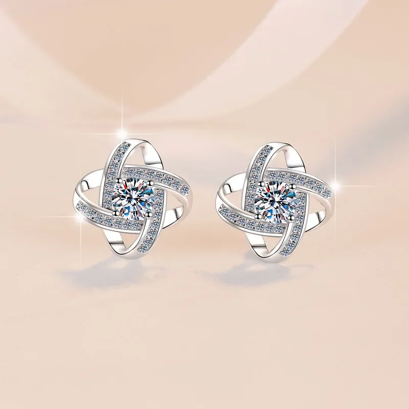 Lynge Jewelry Little Windmill Fashion Stud Earrings Women's 0.5CT Moissanite PT950 Platinum - Cute windmill design,  daily vibra