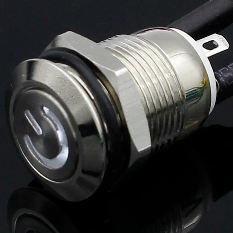 1PC 12mm 3V 5V 12V 220V Angel Eye Aluminium Metall LED Power Push Button schalter Selbst-reset Metall Schalter Normalerweise Öffnen