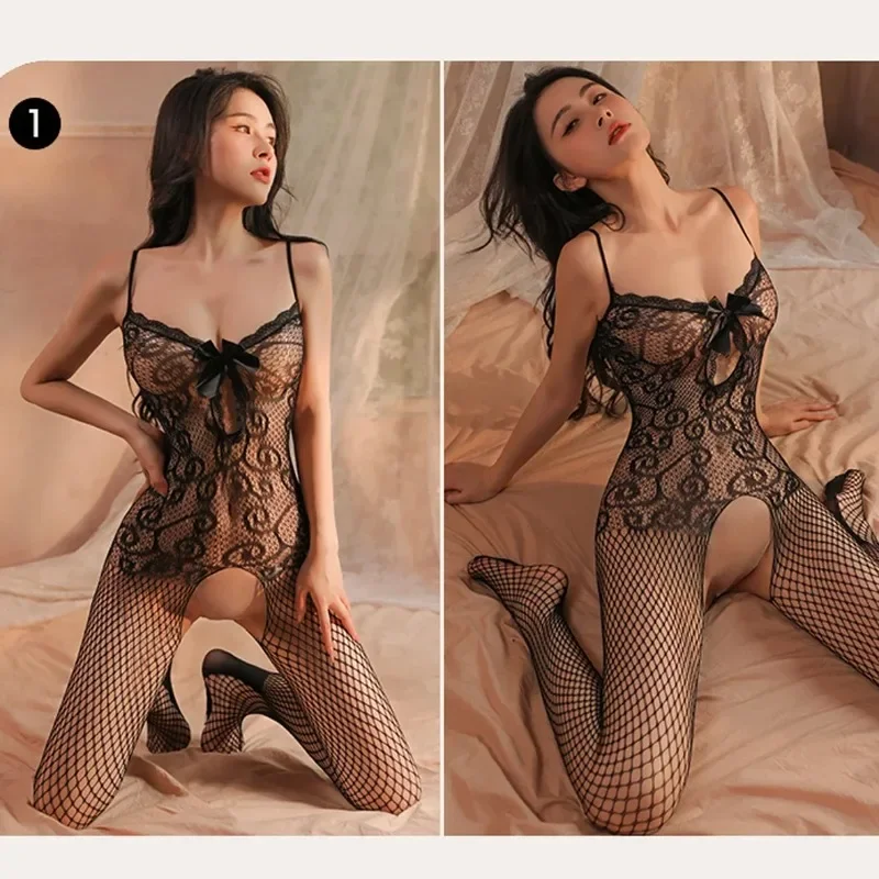 Hot Sexy Bodystocking Open Crotch Fetish Porno Sexi Women Crochless Teddy Lingerie Bodysuit Sexy Erotic Underwear Baby Doll