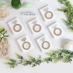6 Pack Bridesmaid Gift Spiral Hair Ties on a Proposal Card - Phone Cord Hair Ties for Bridal Maid of Honor (Gold or Silver)