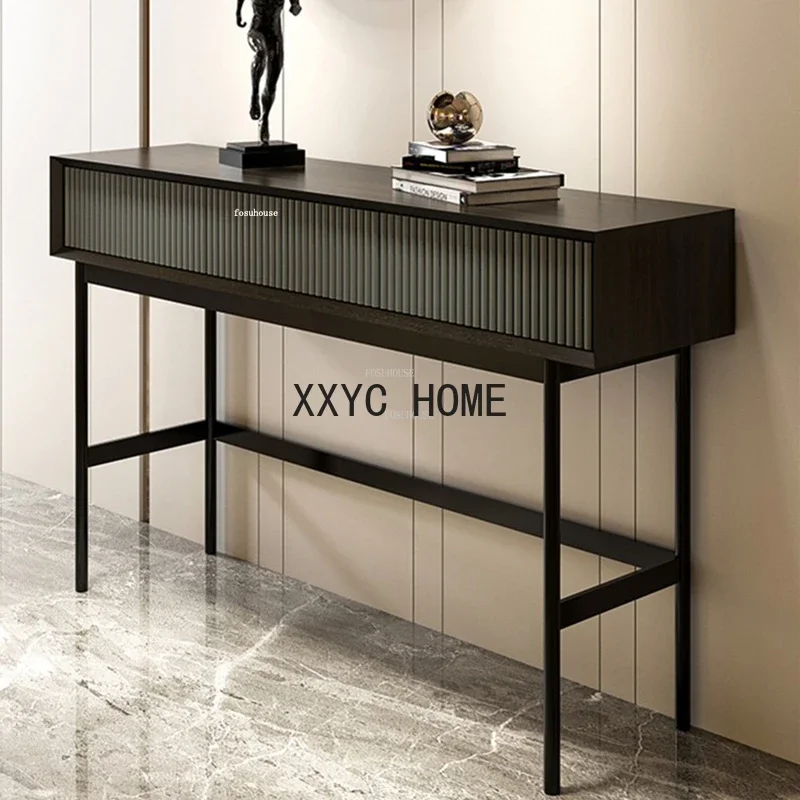 Creative Wood Console Tables with Drawers Light Luxury Living Room Furniture Entrance Console Nordic Ultra-narrow Porch Cabinet