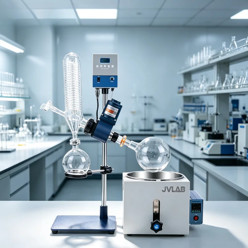 JRE-201D Rotary Evaporator 2L Essential Oil Purification Solvent Removal Laboratory Distillation System Manual Lift JVLAB