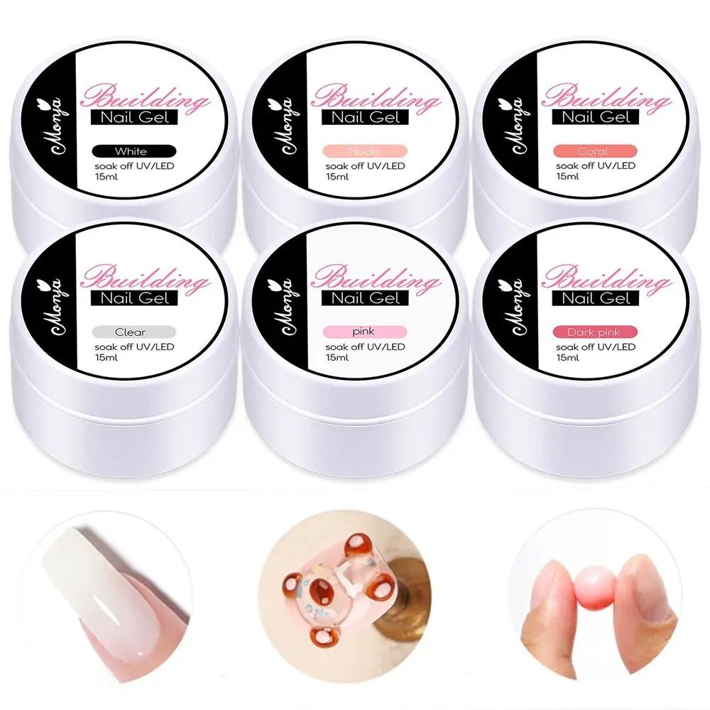Nuovo Rosa/Trasparente/Bianco Nail Poly Art Gel Non Appiccicoso 3D Scultura Solid Builder Gel FAI DA TE Duro Gel Estensione Costruttore Per Le Unghie
