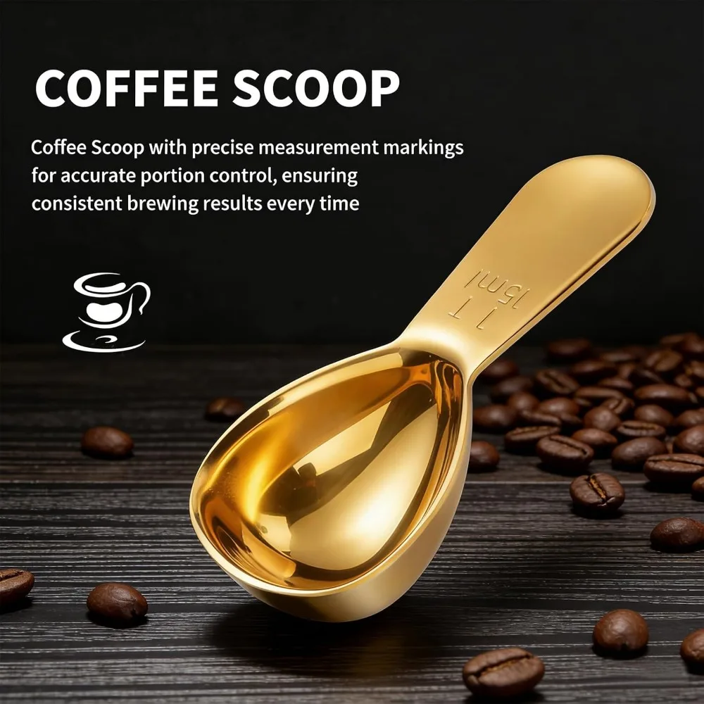 2-Piece Coffee Scoop Set for Storage Canisters, Measuring Ideal for Coffee, Beans, Powders, Grounds.