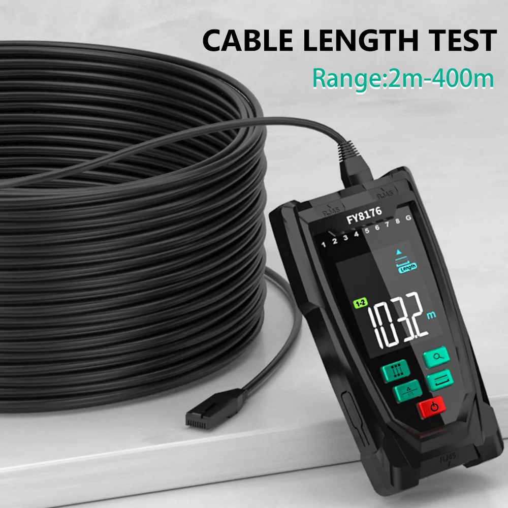 MASTFUYI FY8176 Multifunctional Network Cable Tester Measure Length Wiremap Cable Tracker POE Finding Breakpoint Detection