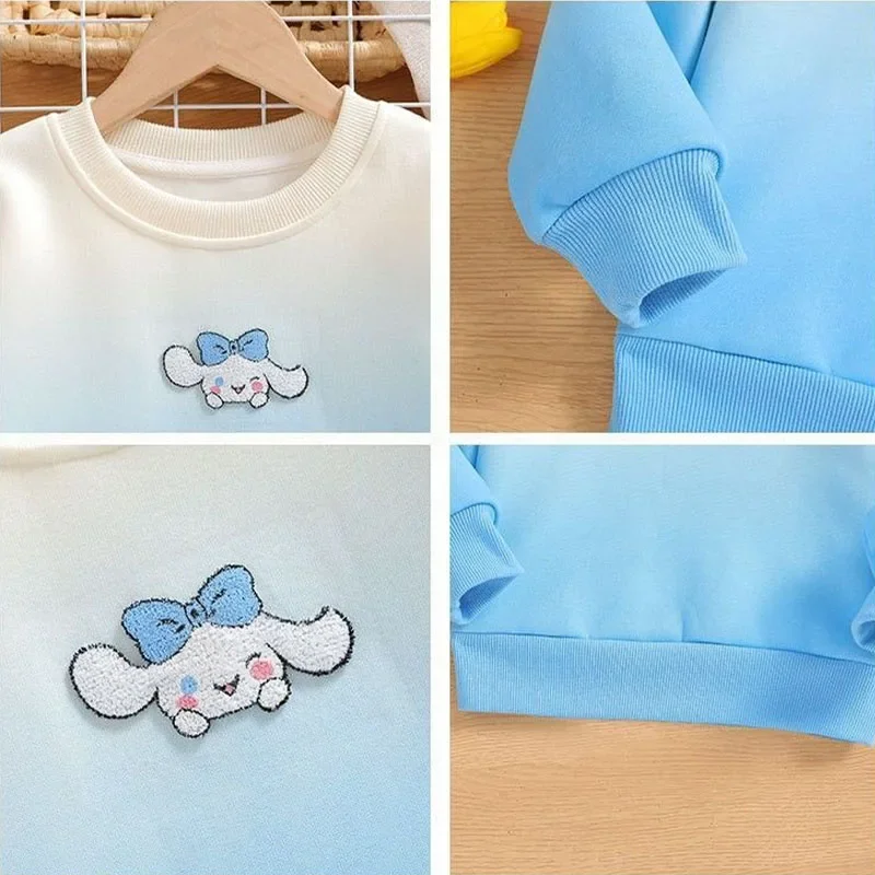 Anime Sanrioed Kuromi Cinnamoroll Mymelody Kids Long Sleeve Sweatshirt Boy Girl Cartoon Korean Tops Fashion Sweater Kids Clothes