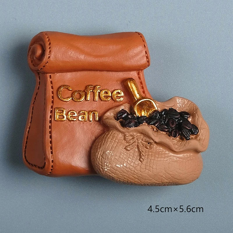 Unique Coffee Bean Magnets for Fridge Resin 3D Coffee Cup Fridge Magnets Creative Foodie Play Kitchen Wall Decor Travel Souvenir