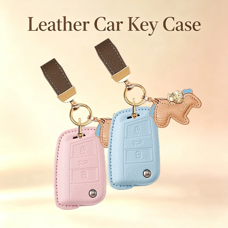 Leather for VW for Volkswagen for Golf 7 MK7 Tiguan MK2 for Seat Ateca Leon FR Ibiza Octavia Kodiaq Flip Car Key Case Cover Fob