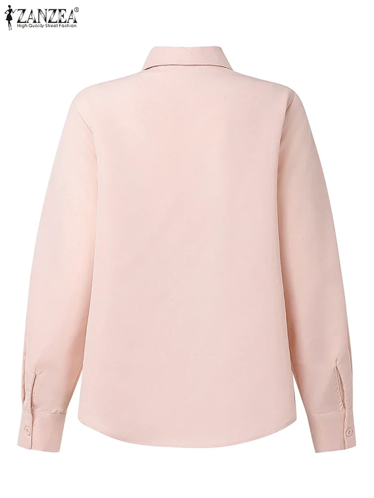 Work Shirts Women Tunic Solid Color Fashion Casual Lapel Neck Tops Oversized Summer 3/4 Sleeve Buttons Blusas ZANZEA 2025 New