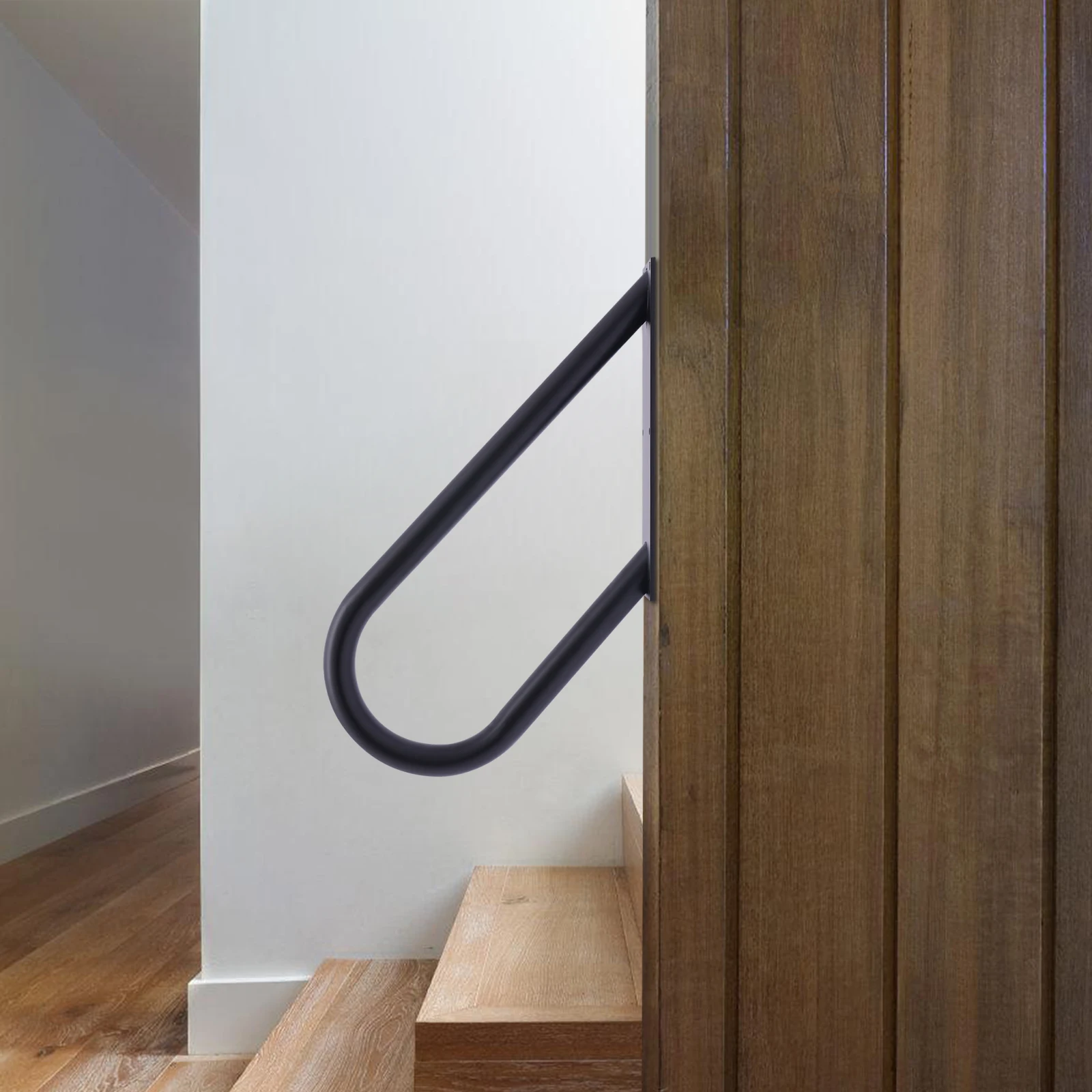 Durable Metal Stair Railing with 660 lbs Capacity, U-Shaped Structure, Black Powder-Coated Finish, Easy to Install and Clean,