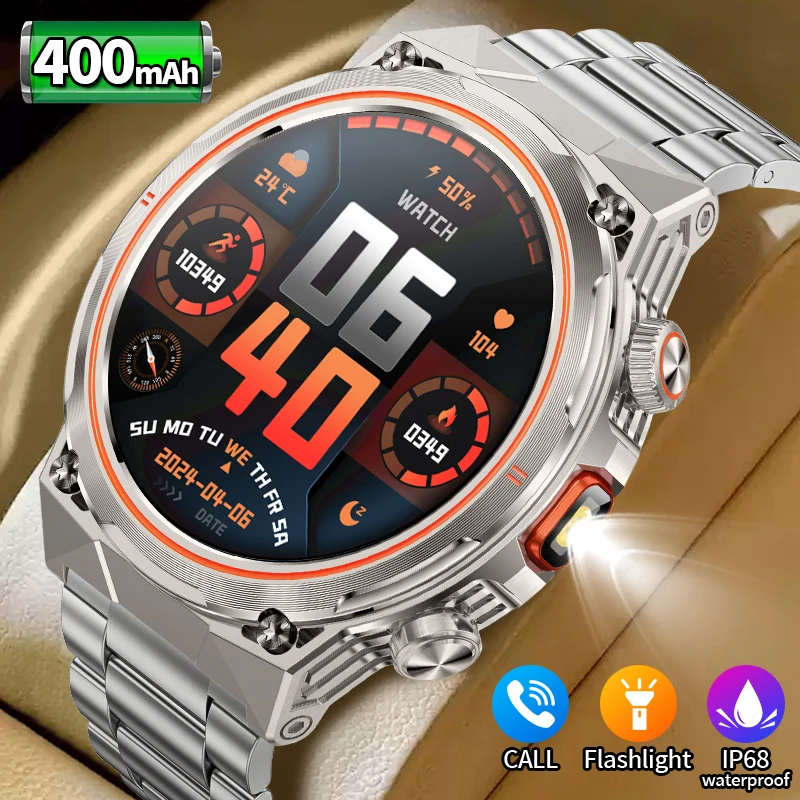 

LIGE новые спортивные умные часы для мужчин, светодиодный фонарик, аккумулятор 400 мАч, мониторинг сердечного ритма, уличные часы, Bluetooth-вызов, умные часы 2025