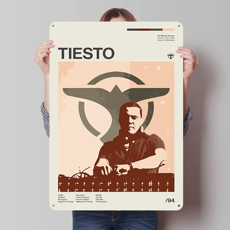 Tiesto Printed Poster Customized Retro Wall Art Vintage Metal Tin Signs for Home Aesthetic Room Decor Men Man Cave Coffee Bar