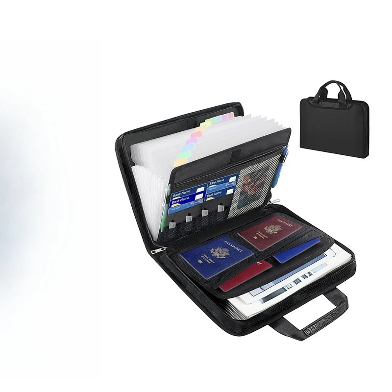 

Fireproof Waterproof Multifunctional Office File Organizer Bag, Portable Business Commute Document Holder with Oxford Fabric