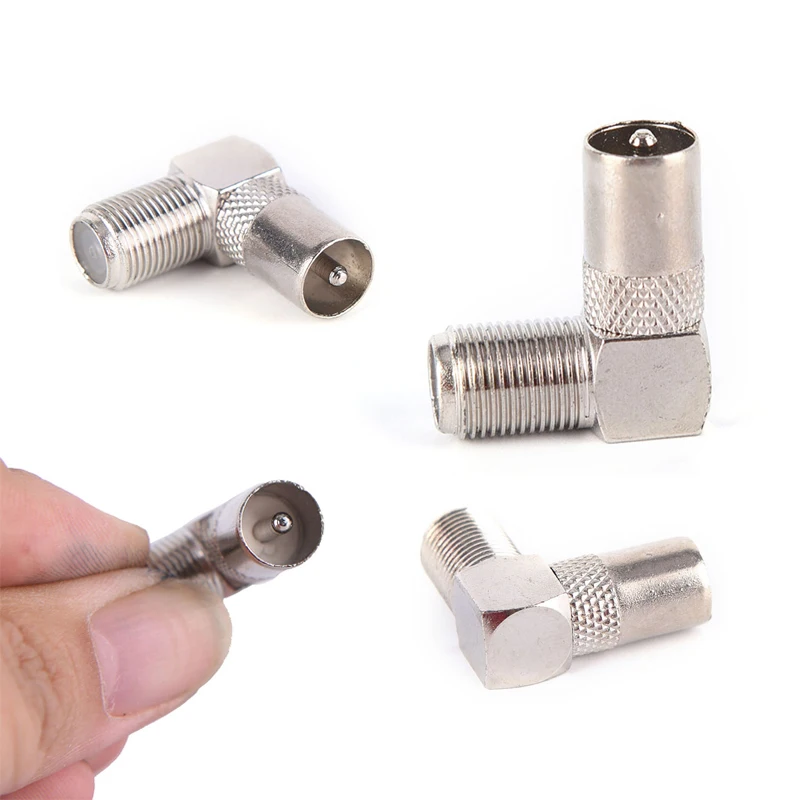 

1pcs 90 Degree Right Angled TV Aerial Cable Connector RF Coaxial F Female to TV Male Plug to Female Socket