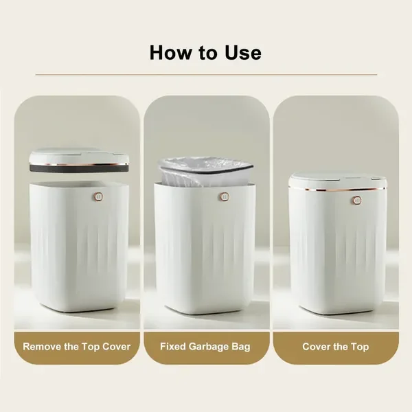 Automatic TouchlMotion Sensor Trash Can White Smart Garbage Can for Bathroom Kitchen