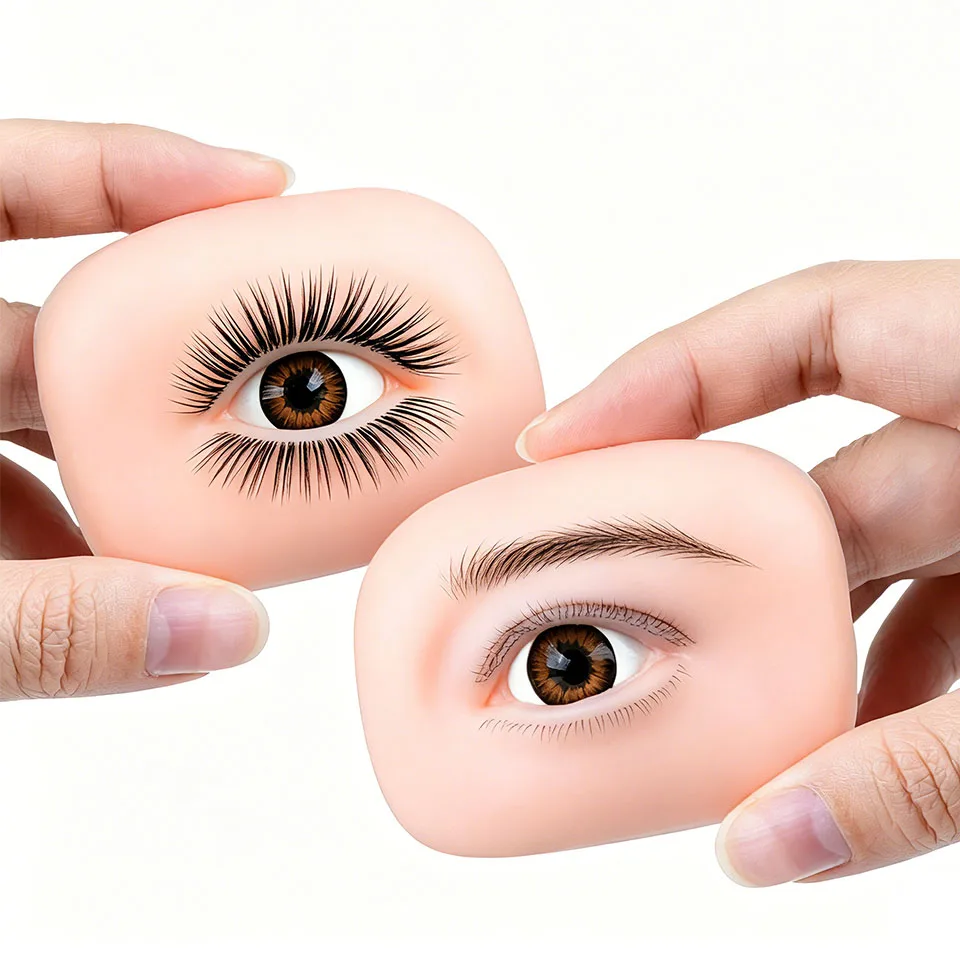 Neue 5D-Wimpernverlängerungs-Akademie Schul-Trainings-Übungspuppe Realistischer 3-Schicht-Silikon-Modellkopf mit offenem Auge für Anfänger – Detail 5