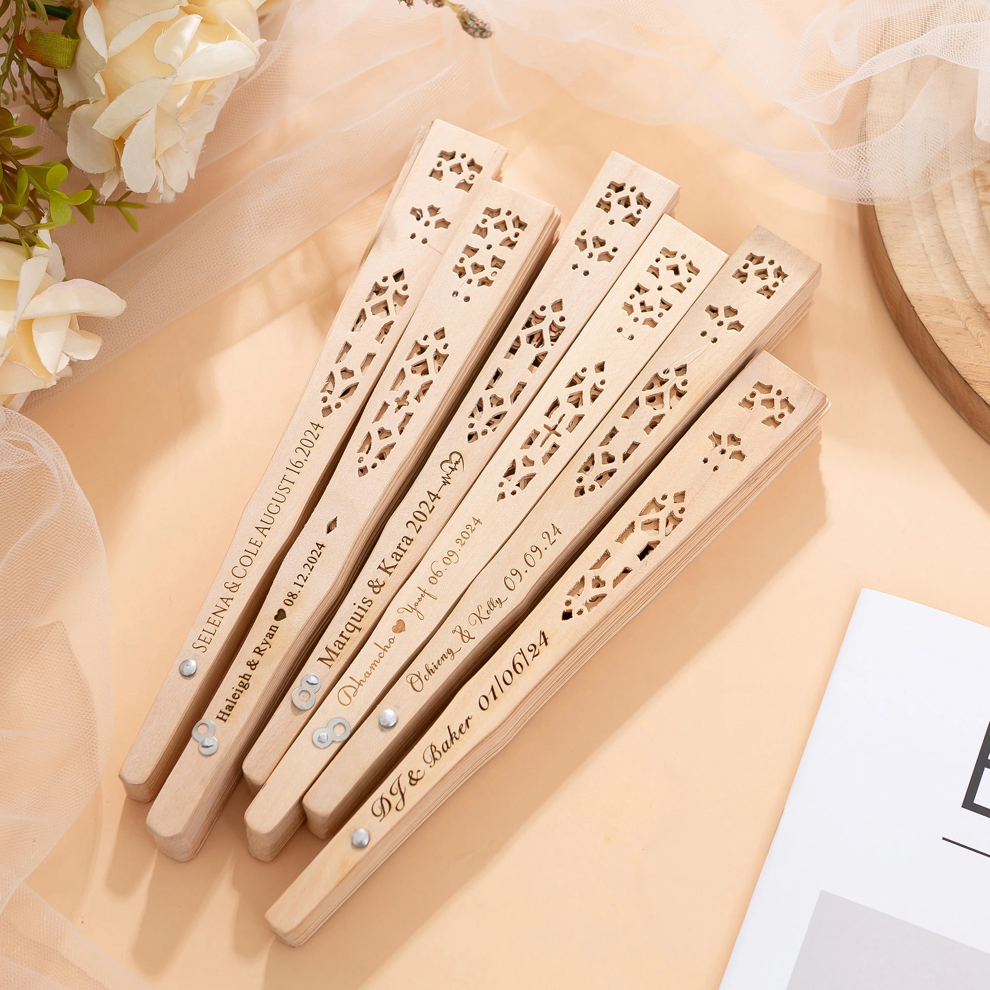 10/30/50Pcs Personalized Hand Fan Wedding, wooden folding hand fans, Party Decoration, Customized Fan Wedding Gifts For Guests