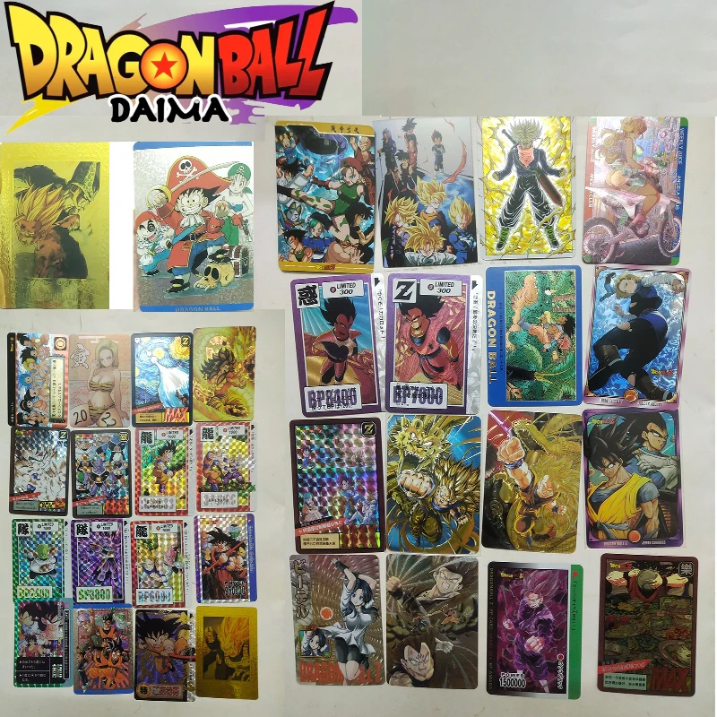

Hot Dragon Ball Z DBZ Gold Foil Cards DIY Sparkly Holographic Goku Dragon Fist Super Saiyan Anime Trading Collectible Flash Card