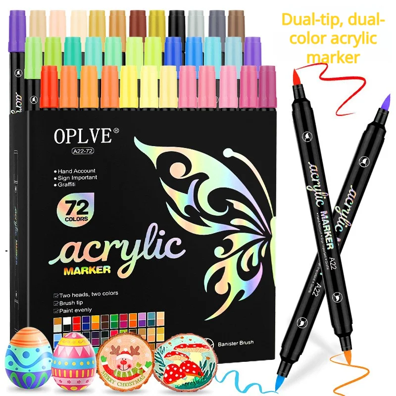 

24/48/72Colors Acrylic Marker Soft Tip Stackable Color Watercolor Pen Double Head Double-Color Art Painting Pen School Office