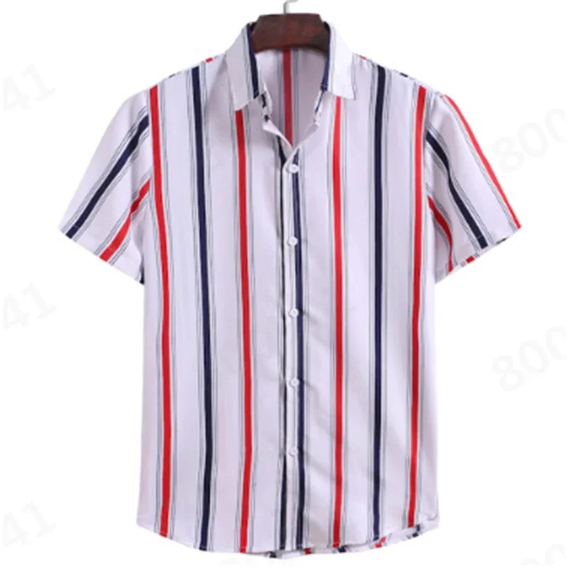 2024 Street Simplicity Stripe Print Men Women Shirts New Fashion Short-sleeved T-shirt Ropa Hombre Daily Casual Lapel Party Tops