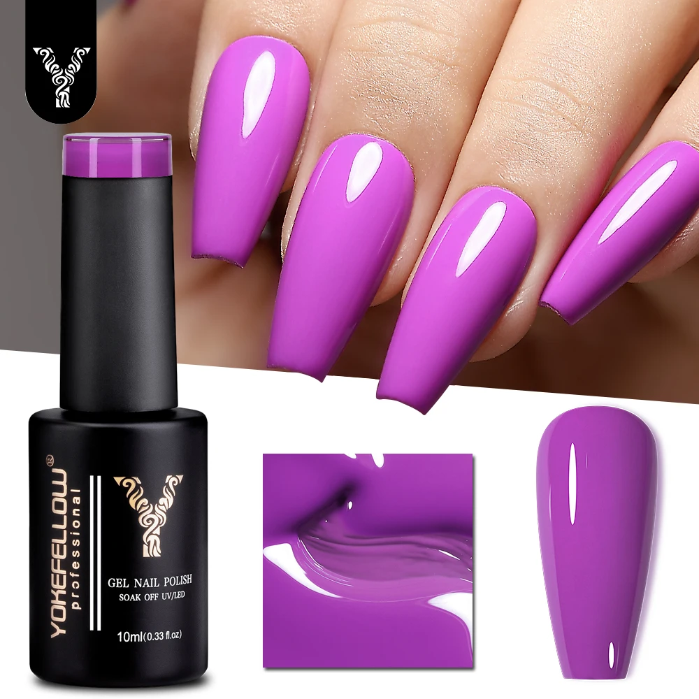 YOKEFELLOW Gel Nail Polish 10ML Purple Gel Polish Soak Off UV LED Gel Varnish 122 Colors Nail Art Manicure Gift for Women