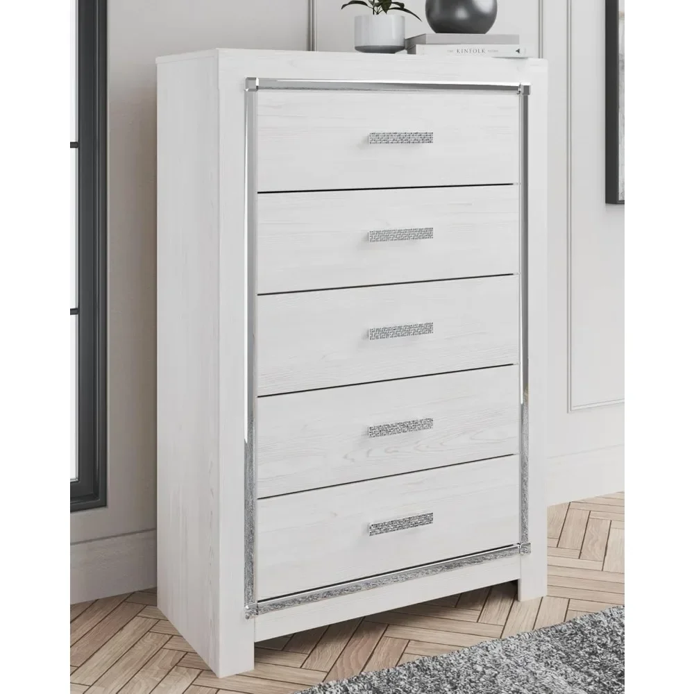 Altyra Contemporary 5 Drawer Chest, White